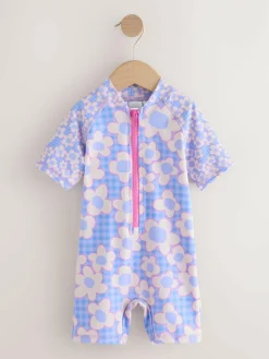 Next Blue Stampy Floral Sunsafe Swimsuit (3mths-10yrs)^ Swimwear|Swimwear