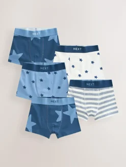 Next Blue Stars & Stripes Junior Pattern Trunks 5 Pack (1.5-16yrs)^BOY Underwear