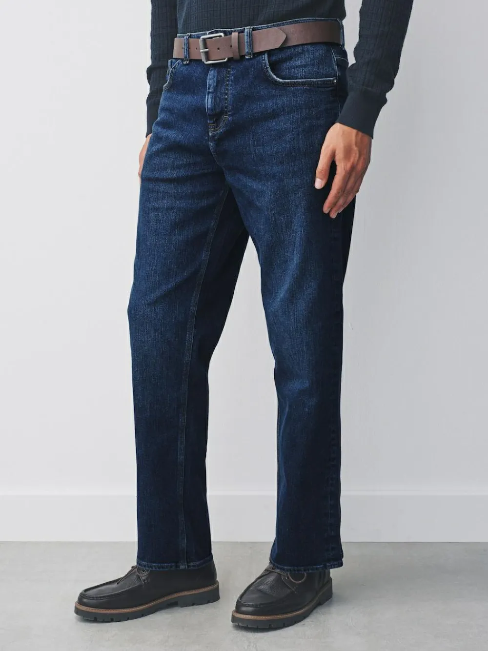 Hot Next Straight Fit Signature Belted Jeans Blue