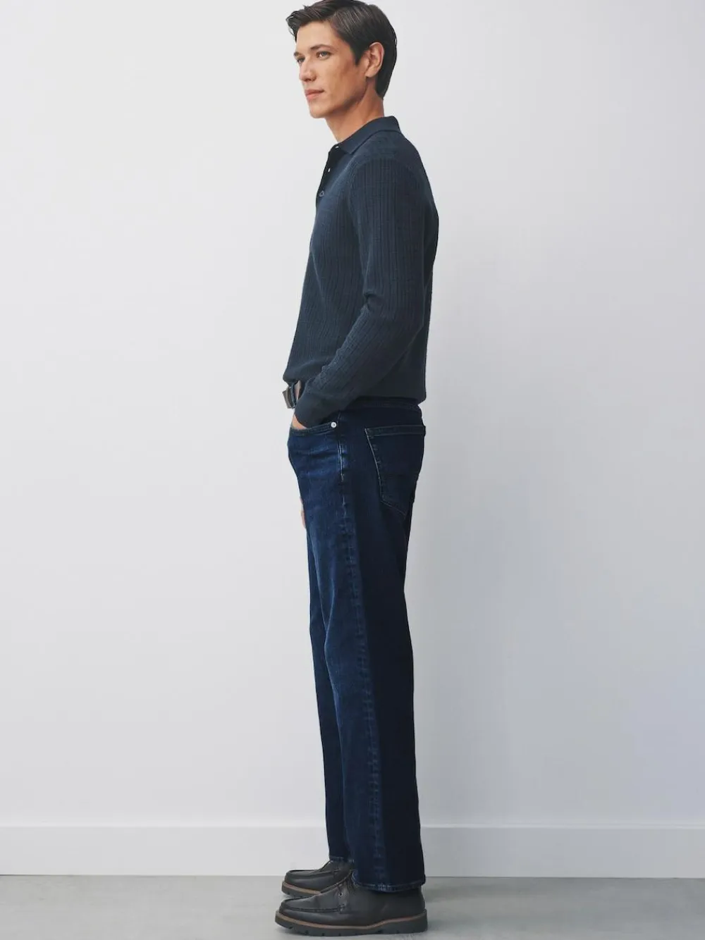 Hot Next Straight Fit Signature Belted Jeans Blue