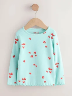 Best Next Blue Strawberry Rib Long Sleeve T-Shirt (3mths-7yrs)