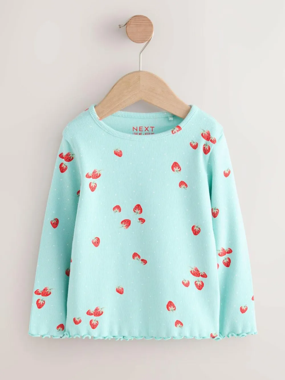 Best Next Blue Strawberry Rib Long Sleeve T-Shirt (3mths-7yrs)