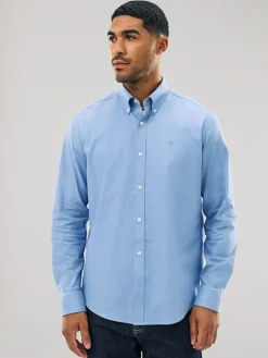 Next Blue Stretch Oxford Long Sleeve Shirt^ Shirts