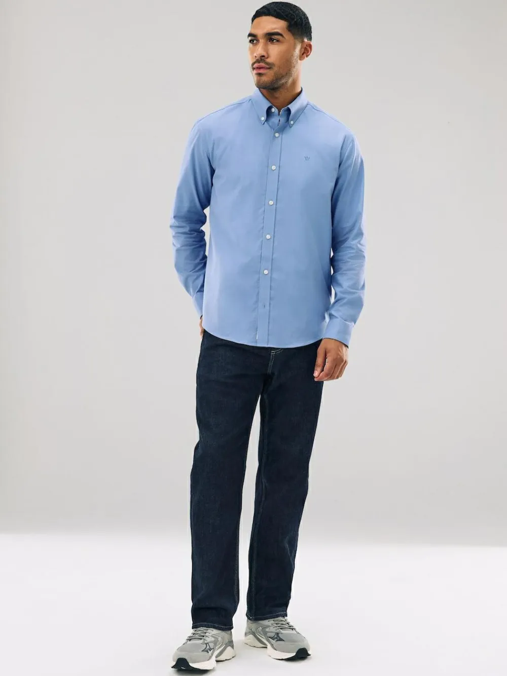 Next Blue Stretch Oxford Long Sleeve Shirt^ Shirts