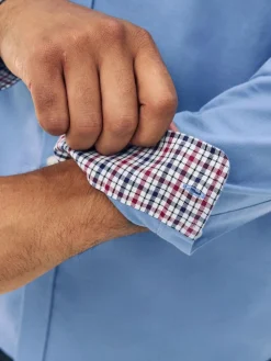 Next Blue Stretch Oxford Long Sleeve Shirt^ Shirts