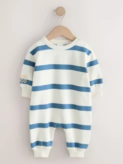 Next Blue Stripe Baby Sweat Romper (0mths-3yrs)^BOY Sets & Outfits|Sweatshirts & Hoodies