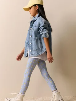 Sale Next Blue Stripe Flower Leggings (3-16yrs)