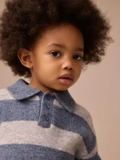 Next Stripe Knitted Rugby Polo Shirt (3mths-7yrs)^BOY Tops|Tops