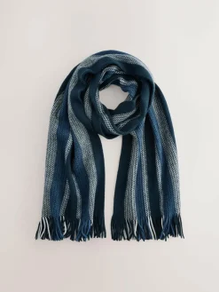 Next Stripe Knitted Scarf Blue