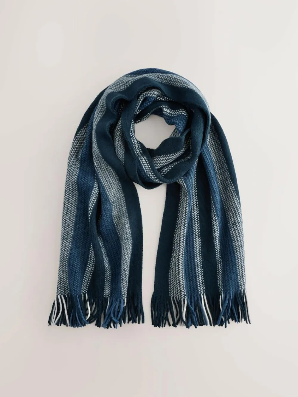 Next Stripe Knitted Scarf Blue