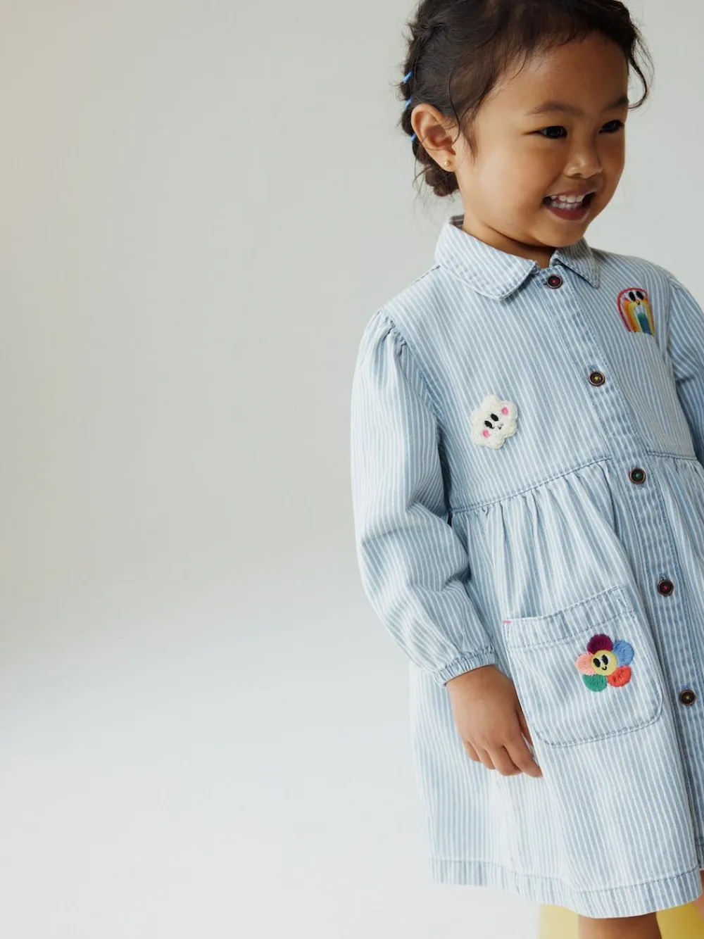 Best Next Long Sleeve Cotton Dress (3mths-8yrs) Blue Stripe