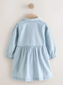 Best Next Long Sleeve Cotton Dress (3mths-8yrs) Blue Stripe