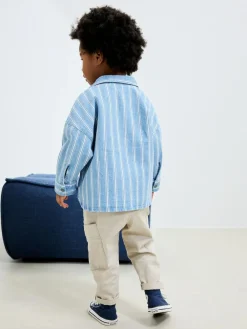 Next Blue Stripe Long Sleeve Denim Shirt (3mths-7yrs)^BOY Suits & Vest|Shirts