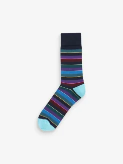 Next Blue Stripe Pattern Socks 5 Pack^ Socks|Socks