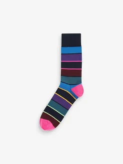 Next Blue Stripe Pattern Socks 5 Pack^ Socks|Socks