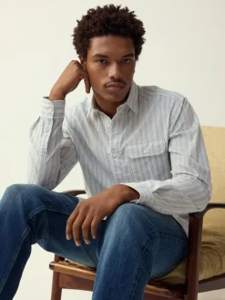 Next Blue Stripe Seersucker Long Sleeve Shirt^ Shirts