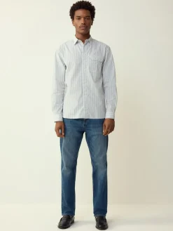 Next Blue Stripe Seersucker Long Sleeve Shirt^ Shirts