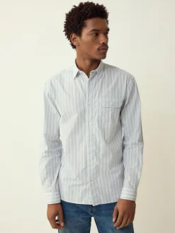 Next Blue Stripe Seersucker Long Sleeve Shirt^ Shirts