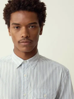 Next Blue Stripe Seersucker Long Sleeve Shirt^ Shirts