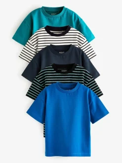 Next Blue Stripe Short Sleeve T-Shirts 5 Pack (3mths-7yrs)^BOY T-Shirts