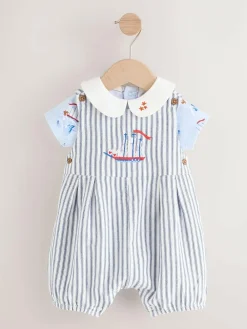 Sale Next Blue Striped Cath Kidston 100% Cotton Baby Dungaree