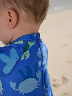 Online Next Sunsafe Swimsuit and Hat Set (3mths-7yrs) Blue