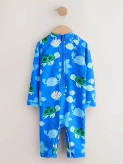 Online Next Sunsafe Swimsuit and Hat Set (3mths-7yrs) Blue