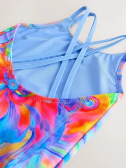 Outlet Next Blue Swirl Double Strap Swimsuit (3-16yrs)