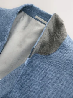 Next Tailored Fit Linen Blend Texture Suit Jacket^ Blue Suits