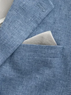 Next Tailored Fit Linen Blend Texture Suit Jacket^ Blue Suits