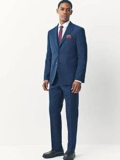 Discount Next Tailored Fit Textured Wool Blend Suit Jacket Blue