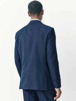 Discount Next Tailored Fit Textured Wool Blend Suit Jacket Blue