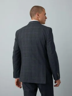 Next Blue Tailored Fit Trimmed Check Suit Jacket^ Blue Suits