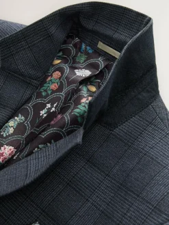 Next Blue Tailored Fit Trimmed Check Suit Jacket^ Blue Suits