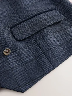 Sale Next Blue Tailored Fit Trimmed Check Suit Waistcoat