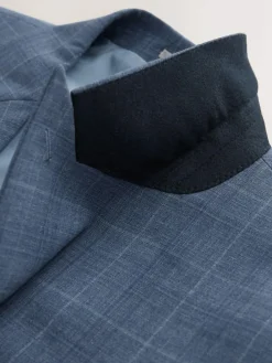 Best Next Blue Tailored Fit Wool Blend Check Jacket