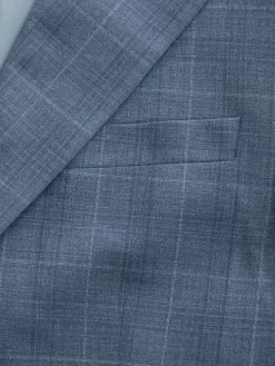 Best Next Blue Tailored Fit Wool Blend Check Jacket