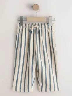 Next Blue Tan And Stripe Textured Wide Leg Joggers 3 Pack (3mths-7yrs)^BOY Sweat Pants|Pants & Leggings
