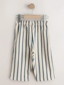 Next Blue Tan And Stripe Textured Wide Leg Joggers 3 Pack (3mths-7yrs)^BOY Sweat Pants|Pants & Leggings