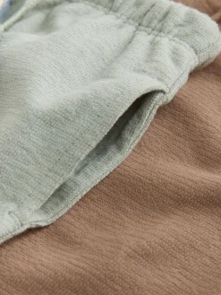 Next Blue Tan And Stripe Textured Wide Leg Joggers 3 Pack (3mths-7yrs)^BOY Sweat Pants|Pants & Leggings