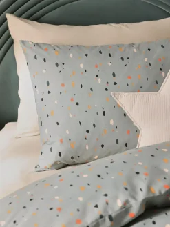 Online Next Blue Terrazzo Cotton Printed Bedding Duvet Cover and Pillowcase Set