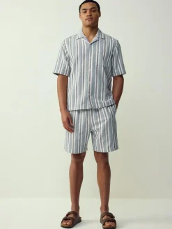 Next Blue Textured Stripe Short Sleeve Shirt^ Shirts
