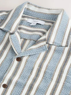 Next Blue Textured Stripe Short Sleeve Shirt^ Shirts