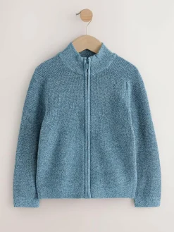 Next Textured Zip Through Knitted Cardigan (3-16yrs) Blue