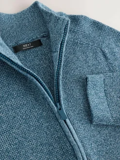 Next Textured Zip Through Knitted Cardigan (3-16yrs) Blue