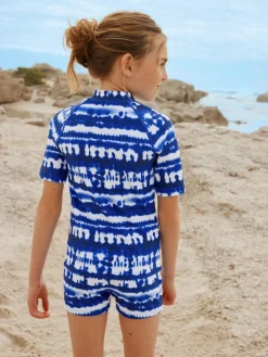 Hot Next Sunsafe Rash Vest And Shorts Swim Set (3-16yrs) Blue Tie Dye