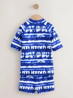 Hot Next Sunsafe Rash Vest And Shorts Swim Set (3-16yrs) Blue Tie Dye