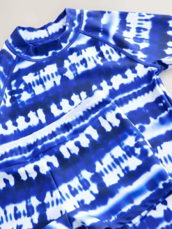 Hot Next Sunsafe Rash Vest And Shorts Swim Set (3-16yrs) Blue Tie Dye