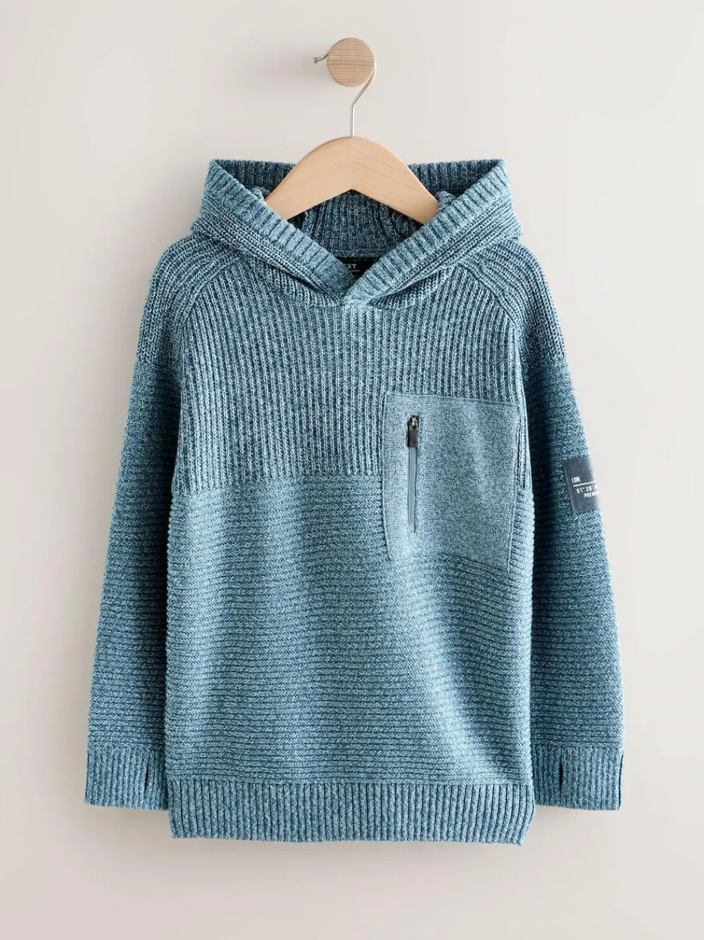 Hot Next Blue Twist Utility Knitted Hoodie (3-16yrs)