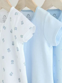 Next Blue Two Way Zip Baby Rompers 3 Pack (0mths-3yrs)^ Rompers & Overalls